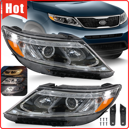 For 2014 2015 Kia Sorento EX SX Halogen W/LED DRL Projector Headlight Left Right