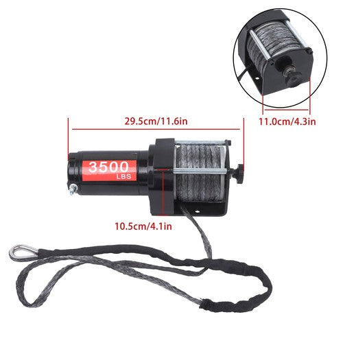 Solid Spare 12V 3500LBS 1.5HP Electric Winch 50ft Synthetic Rope Wireless & Wired Remote