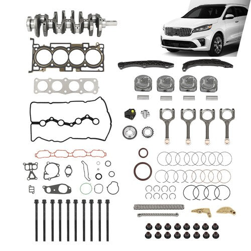 Solid Spare Engine Rebuild Kits w/ Crankshaft Con Rods Timing Kit For Hyundai Kia G4KJ 2.4L