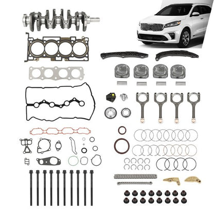 Solid Spare Engine Rebuild Kits w/ Crankshaft Con Rods Timing Kit For Hyundai Kia G4KJ 2.4L