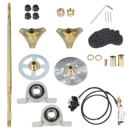 Solid Spare Drift Trike Go Kart Rear Live Axle Kit Sprocket Hub Brake Assembly Hub Chain USA