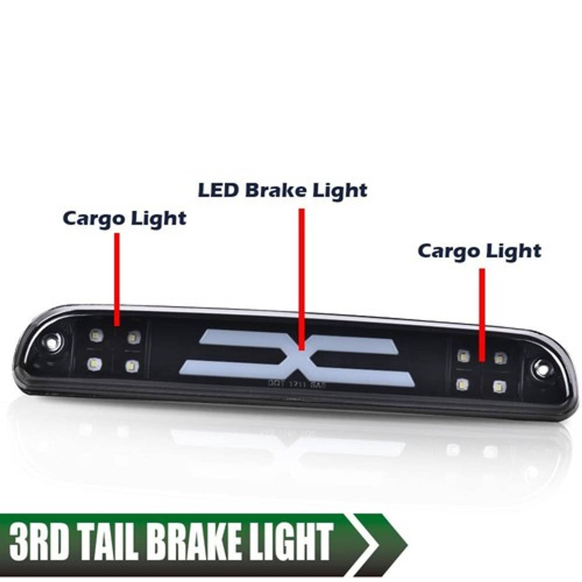Solid Spare Fit For 1999-2016 Ford F250 F350 Super Duty LED 3rd Brake Light Cargo Lamp Black