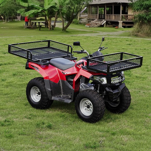 Solid Spare Front+Rear Cargo Basket Universal Luggage Carrier Mesh Rack Black Steel For ATV