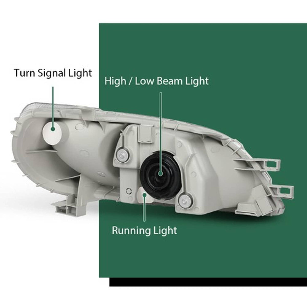 Solid Spare Headlights Assembly Set Fit For 2000 2001 2002 Toyota Echo Left and Right Side
