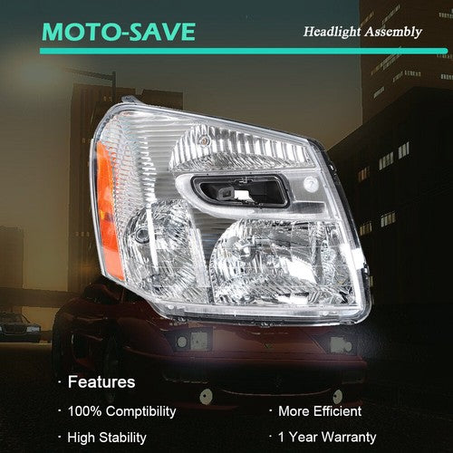 Solid Spare Headlight Fit For Chevy Equinox 2005-2009 Headlamps Passenger Side Clear Housing