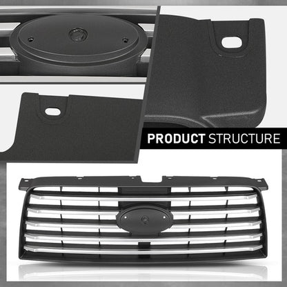 Solid Spare Fit For 2006-2008 Subaru Forester Front Bumper Upper Grille Black & Silver