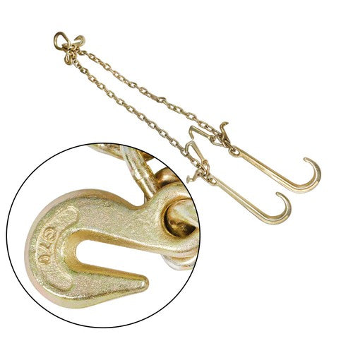 Solid Spare For G70 5/16" V-Chain Bridle w/ 15" Large J Hooks,J-Hook w/ Grab Hooks 3' US