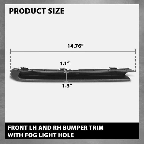 Solid Spare Front Left+Right Bumper Trim Fit For 15-18 Volkswagen Jetta w/ Fog Light Hole