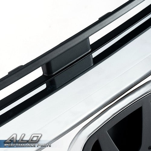 Solid Spare Fit For 2016-2018 Honda Civic 10th Black Front Upper Grille Grill w/ Chrome Trim