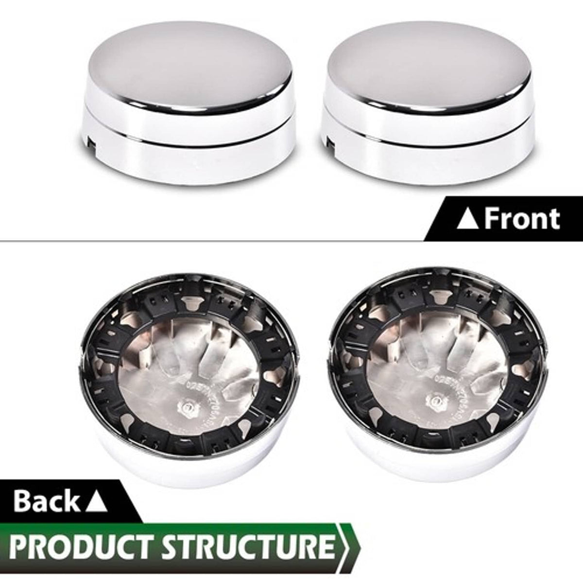 Solid Spare Fit For 2003-2017 Dodge Ram 3500 1-Ton Dually Rear Wheel Hub Center Caps Silver
