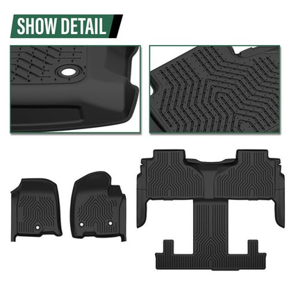 Solid Spare TPE 3 Rows Floor Mats Liner Fit For 21-24 Tahoe Yukon Escalade Bucket Seat