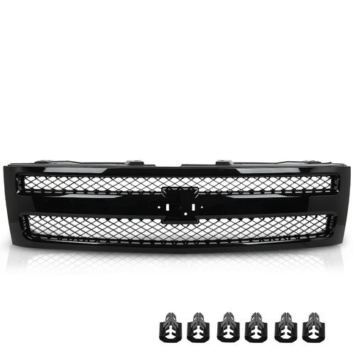 Solid Spare Front Bumper Grille Grill Insert Black Fit For 2007-2013 Chevy Silverado 1500