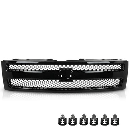 Solid Spare Front Bumper Grille Grill Insert Black Fit For 2007-2013 Chevy Silverado 1500