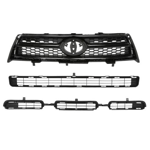 Solid Spare Fit For 2009-2012 Toyota RAV4 Base/Sport Front Bumper Upper Lower Grille Set