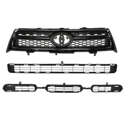 Solid Spare Fit For 2009-2012 Toyota RAV4 Base/Sport Front Bumper Upper Lower Grille Set