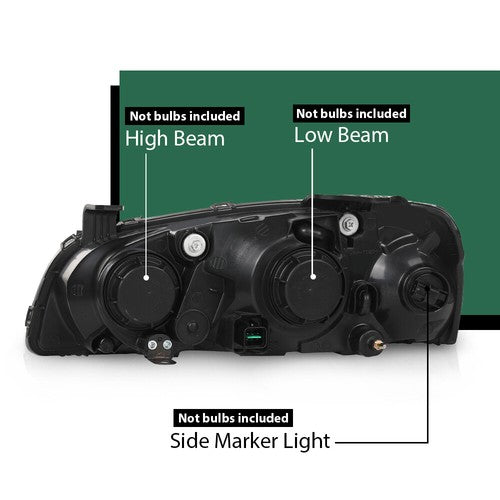 Solid Spare Fit For 2004-2006 Hyundai Elantra Clear/Black Headlights Assembly Left+Right