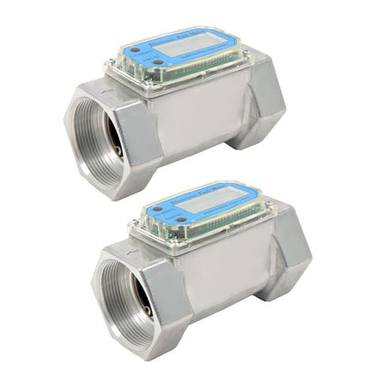Solid Spare 2-Pack 2" Digital Turbine Flow Meter for Diesel Kerosene Gasoline 15.8-132 GPM