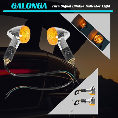 Solid Spare 2x Front Rear Turn Signal Blinker Indicator Light Motorcycle Amber Chrome NEW