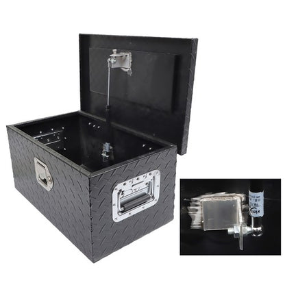 Solid Spare 20"×12"×9.5" Tool Box w/Keys For Pickup Trailer Black Aluminum Diamond Plate