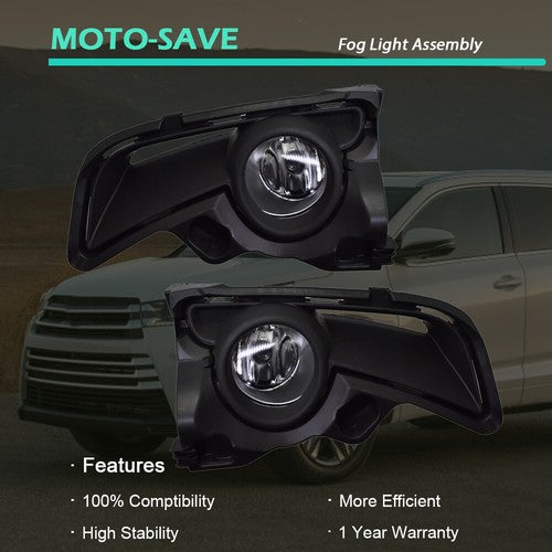 Solid Spare Front Bumper Lamps+Wiring+Switch Fit for Toyota Highlander 17-18 Clear Fog Light