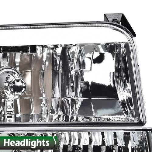 Solid Spare LED DRL Headlights Bumper Lamps Chrome Fit For 92-96 Ford F150 F250 F350 Bronco