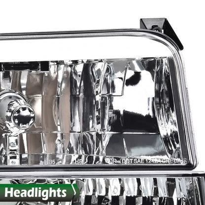 Solid Spare LED DRL Headlights Bumper Lamps Chrome Fit For 92-96 Ford F150 F250 F350 Bronco