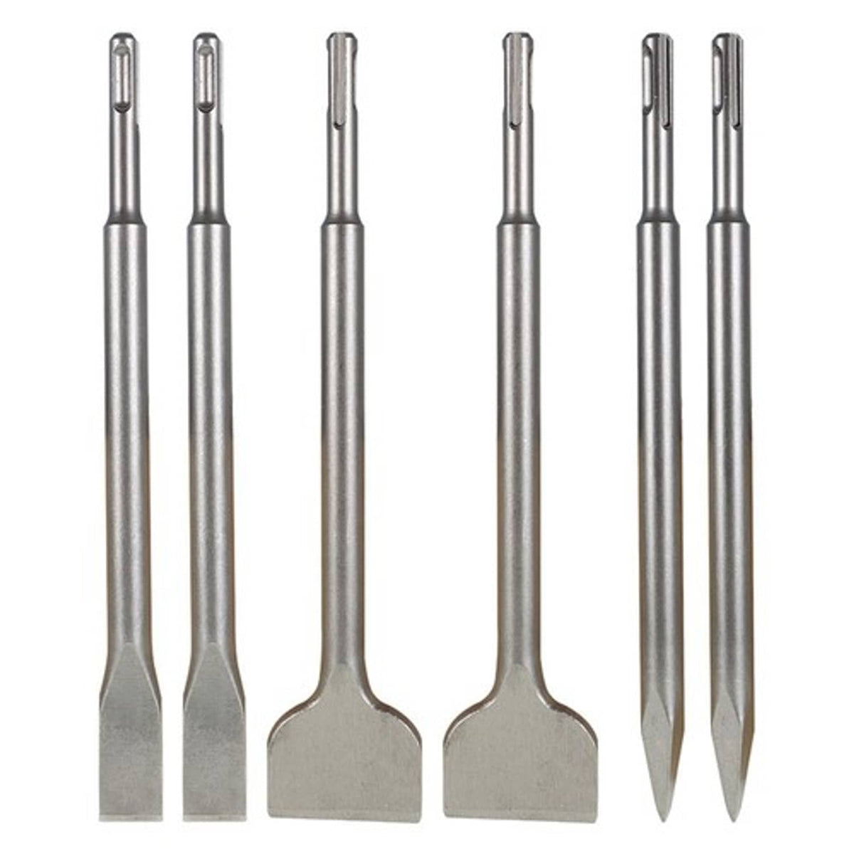 Solid Spare Concrete Drill Bit Set 6-Pack Includes Point Chisel + 20mm & 40mm Flat Chisel