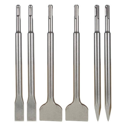Solid Spare Concrete Drill Bit Set 6-Pack Includes Point Chisel + 20mm & 40mm Flat Chisel