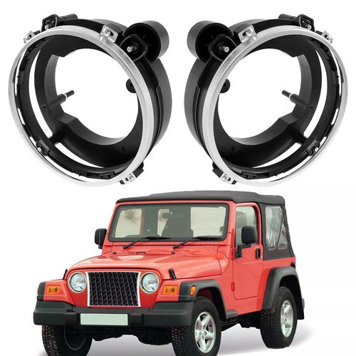 Solid Spare Front Left & Right Side Headlight Bulb Brackets Buckets For Jeep Wrangler 97-06