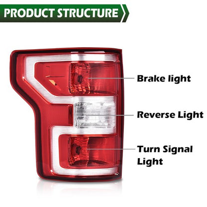 Solid Spare Fit For 2018-2020 Ford F150 F-150 Left Side Red Rear Tail Lights Replacement
