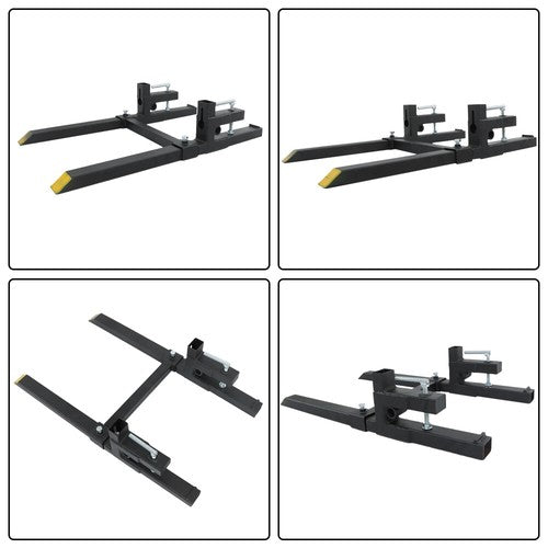 Solid Spare 2000lbs Pallet Forks Clamp On Tractor Forks w/Adjustable Bucket Forks 43" New