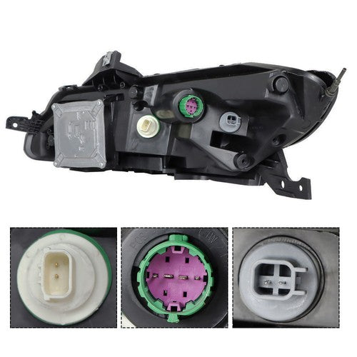 Solid Spare Single RH Side For Jeep Cherokee 2014-2018 Headlight Replacement wLED DRL Black