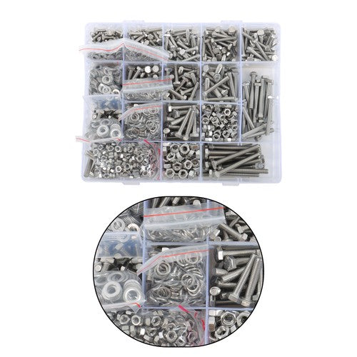 Solid Spare 1640PCS M4 M5 M6 Heavy Duty Bolts and Nuts Flat & Lock Washers Assortment Kit