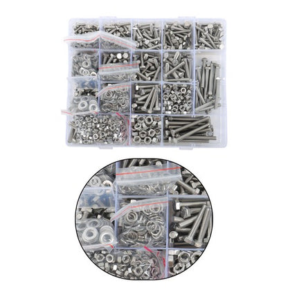 Solid Spare 1640PCS M4 M5 M6 Heavy Duty Bolts and Nuts Flat & Lock Washers Assortment Kit
