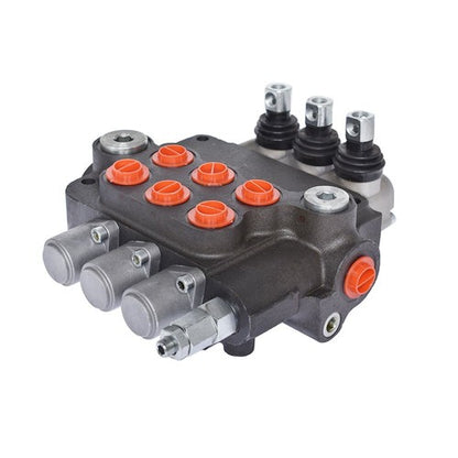 Solid Spare Hydraulic Monoblock Double Acting Control Valve, 3 Spool?21 GPM, SAE Ports