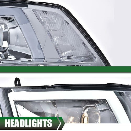 Solid Spare LED Tube Projector Headlights Smoked Fit For 2009-2018 Dodge Ram 1500 2500 3500