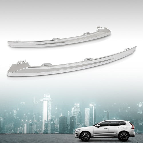 Solid Spare Fit For 2022-2024 Volvo XC60 Right+Left Side Front Bumper Molding Trim Chrome