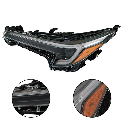 Solid Spare For Toyota Corolla 2023 LH/Driver Side Black Headlight Headlamp Clear Lens LED