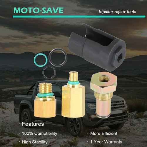 Solid Spare For Ford 04-10 E-350 E-450 IPR Valve Socket + Air Test Fitting +Fuel Rail Adapte