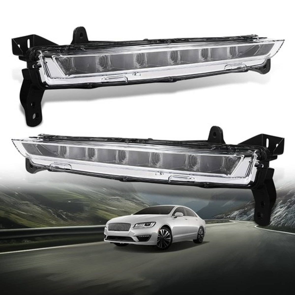 Solid Spare Front Bumper LED Fog Light Driving Lamp Fit For 2017-2020 Lincoln MKZ Left+Right