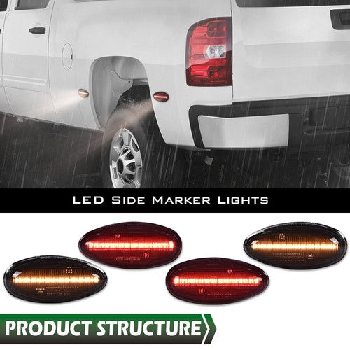 Solid Spare LED Side Marker Lights Lamps Smoked Fit For 2001-2014 Chevy Silverado GMC Sierra