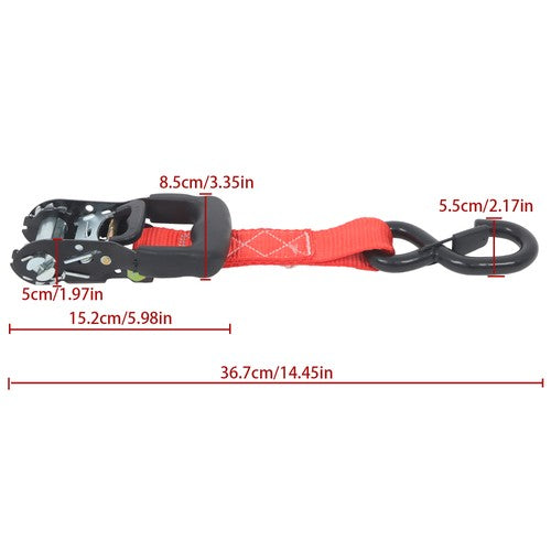 Solid Spare 4 Pcs Steel Ratchet Strap with S Hooks 1.6in*8ft Fracture Strength 5208lbs Red