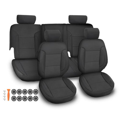 Solid Spare Fit For 2014-2018 Chevy Silverado LT Crew Cab Full Set Seat Covers Replace