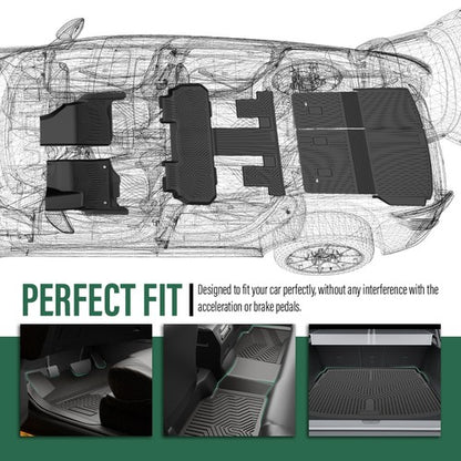 Solid Spare TPE Floor Mats Fit For 24-26 Chevy Traverse 7 Seats Cargo Liner w/Backrest Mat