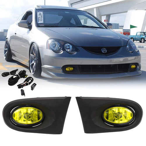 Fit 2002 2003 2004 Acura RSX Pair Yellow Lens Driving Fog Lights Lamps w/wiring