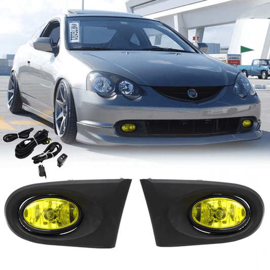 Solid Spare Fit 2002 2003 2004 Acura RSX Pair Yellow Lens Driving Fog Lights Lamps w/wiring