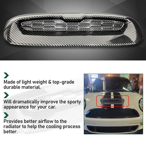 Solid Spare Hood Scoop For 07-13 Mini Cooper S R55 R56-R58 R59 Air Intake Vent Carbon Style