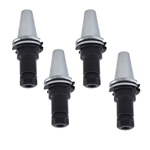 Solid Spare 4 Chucks Tool Holder Set CAT40-ER20 Collet Chucks W. 4" Long Gage Length