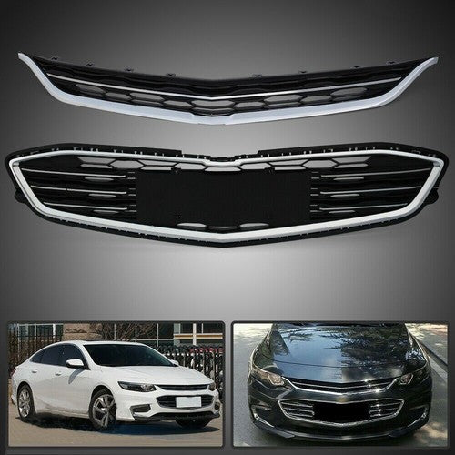 Solid Spare Front Bumper Upper&Lower Grille ABS Plastic Grill For Chevrolet Malibu 2016-2018