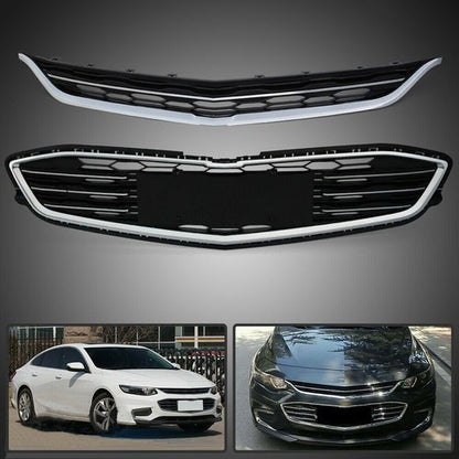 Solid Spare Front Bumper Upper&Lower Grille ABS Plastic Grill For Chevrolet Malibu 2016-2018